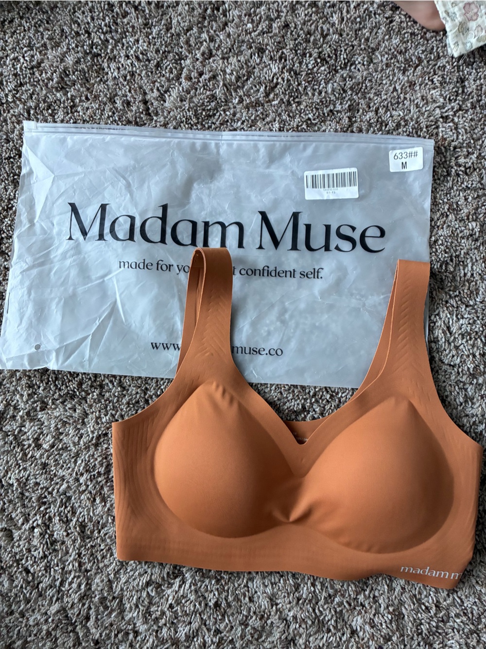 Smooth Molded Bandeau Bra in Rust Orange